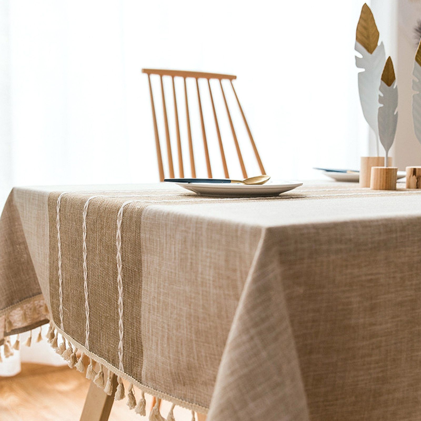 Area Rectangular Embroidery Tassel Tablecloth - Area Collections