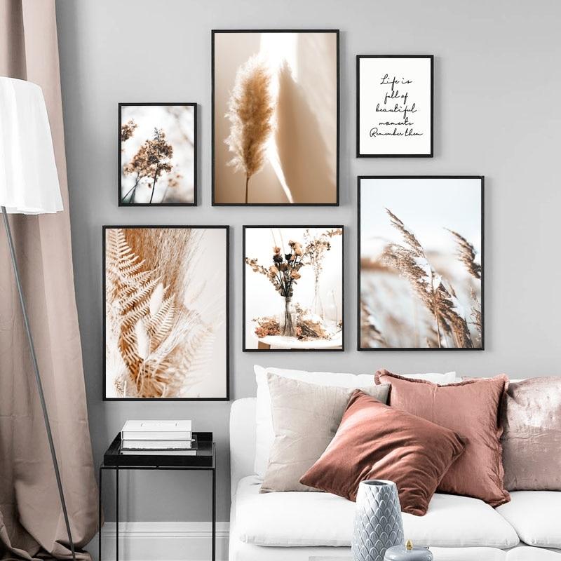 Beige Reed Dried Flower Wall Art - Area Collections