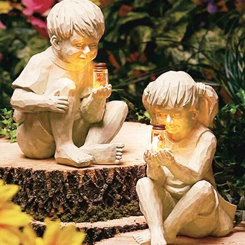 Ethan and Emma with Fireflies Garden Statue - Area Collections