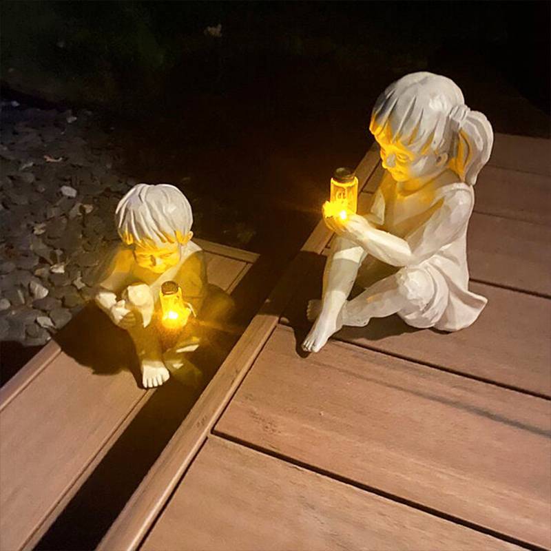 Ethan and Emma with Fireflies Garden Statue - Area Collections