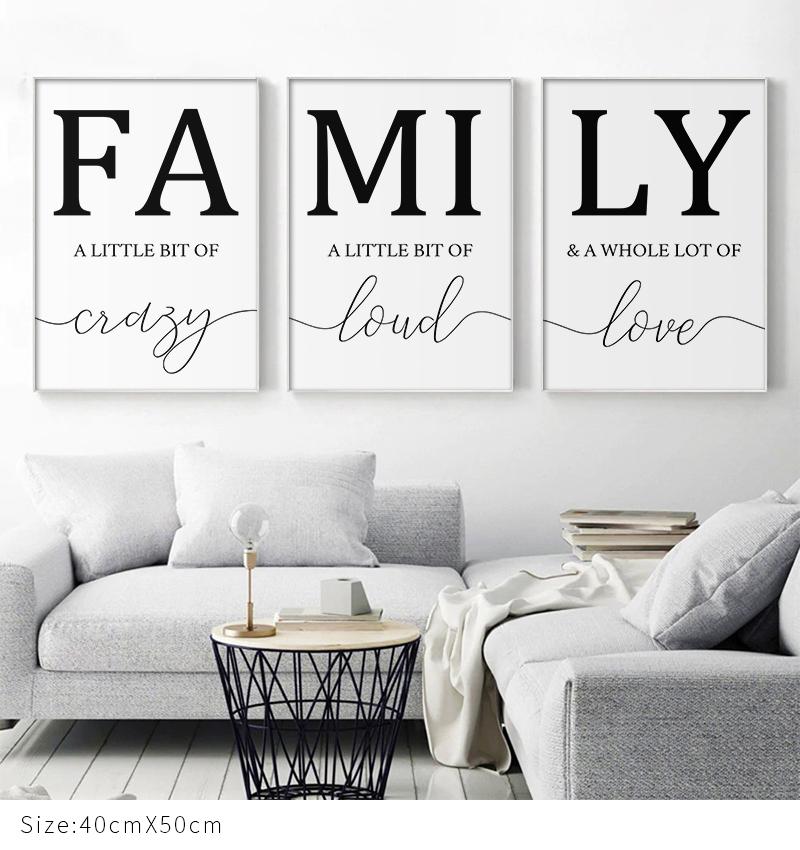 Family Signs Wall Art Set Of 3 Prints A Little Bit Of Crazy Quotes Poster  Canvas Painting For Living Room Above Couch Wall Decor With Inner Frame 