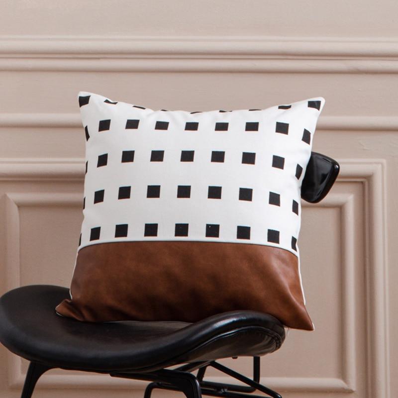Lines and Dots Leather Pillow - Area Collections