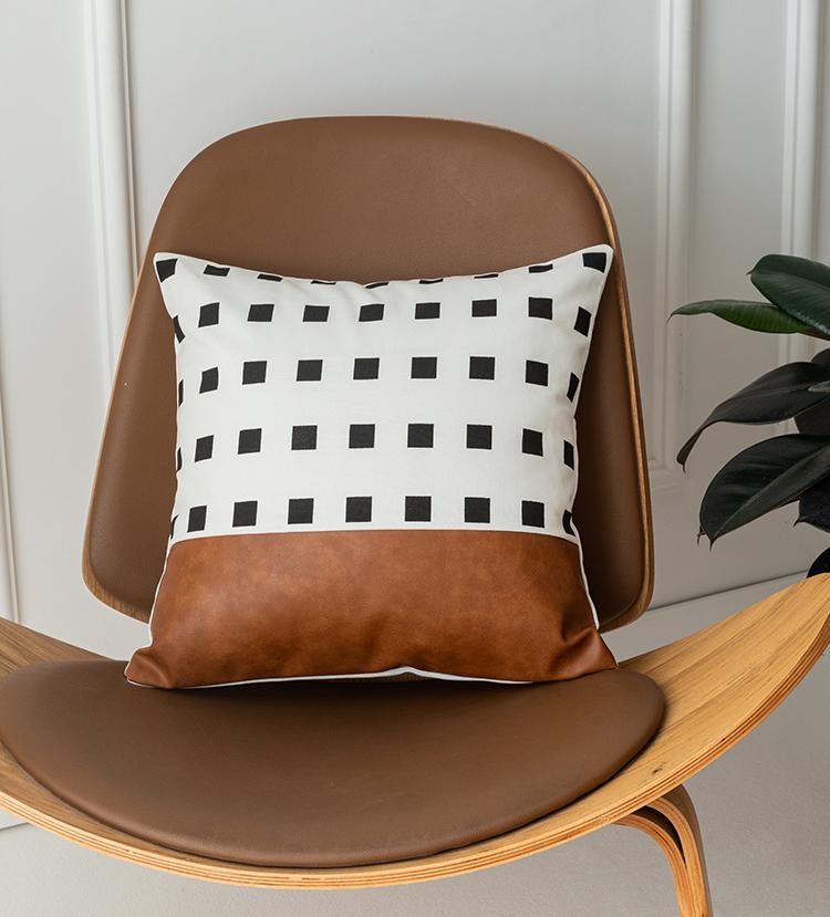 Lines and Dots Leather Pillow - Area Collections