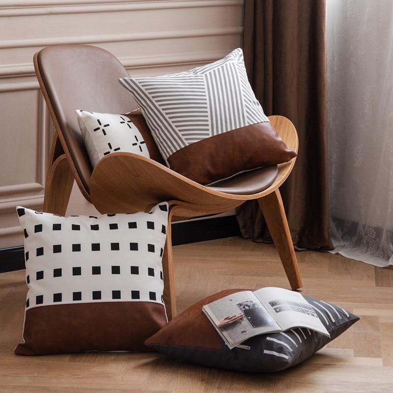 Lines and Dots Leather Pillow - Area Collections