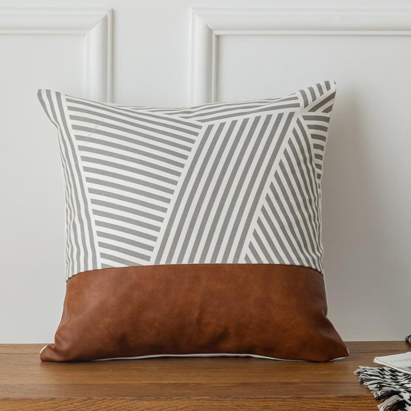 Lines and Dots Leather Pillow - Area Collections