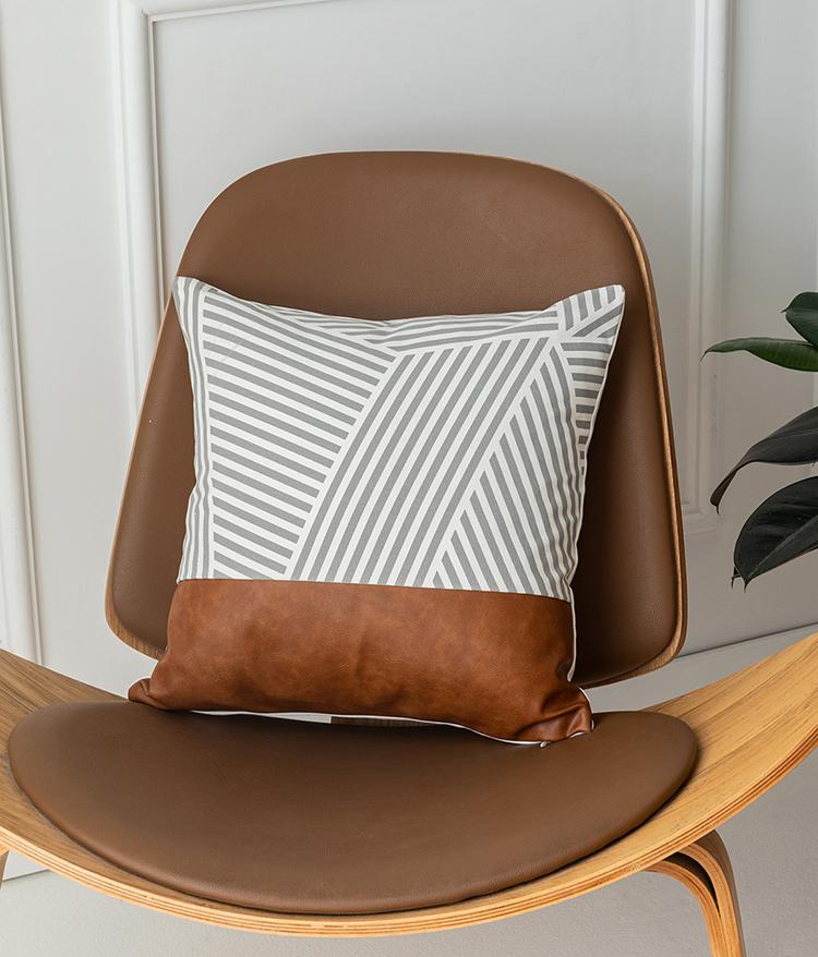 Lines and Dots Leather Pillow - Area Collections