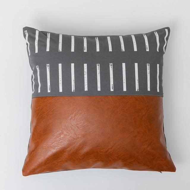 Lines and Dots Leather Pillow - Area Collections