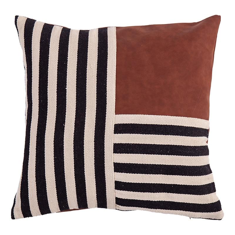 Stripes Faux Leather Pillow - Area Collections