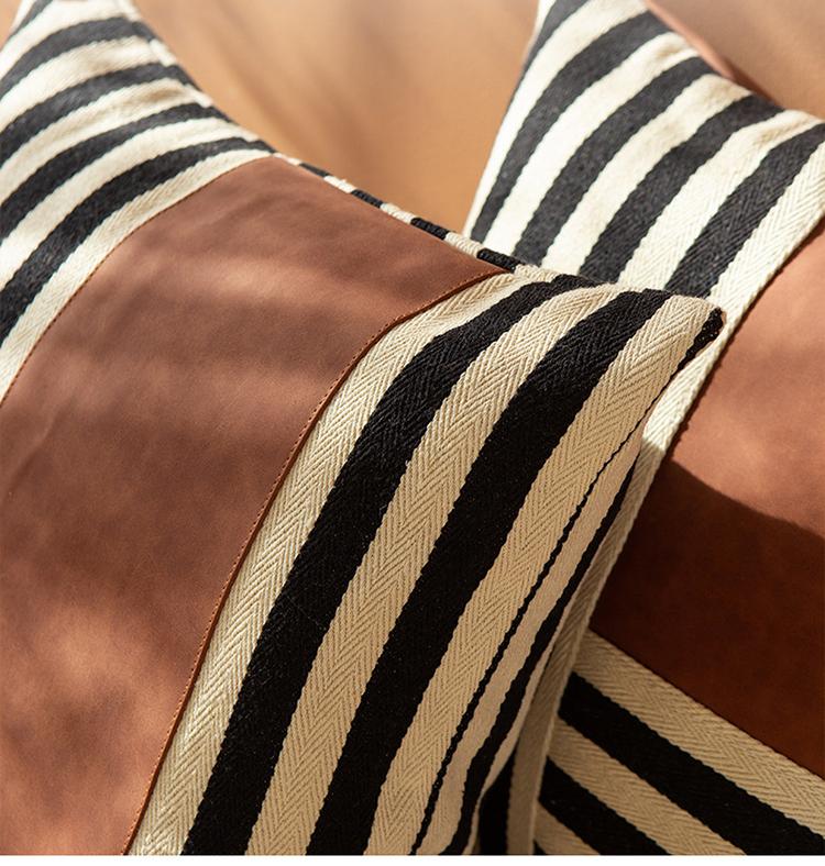 Stripes Faux Leather Pillow - Area Collections