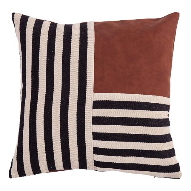 Stripes Faux Leather Pillow - Area Collections